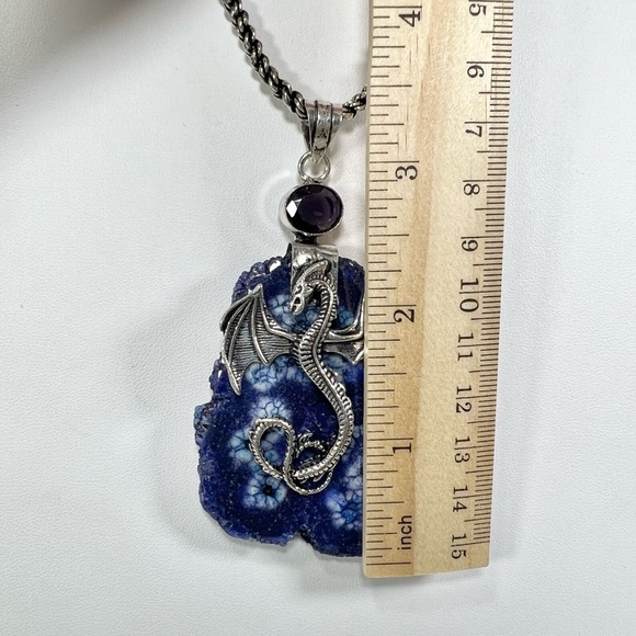 XL Solar Quartz 🐉 Dragon 925 Blue Purple Gemstone Pendant Bracelet Earrings - Picture 7 of 11